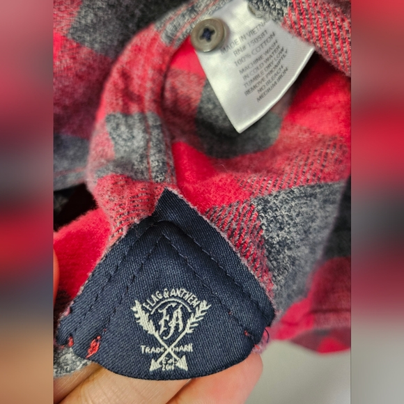 Flag & Anthem Flannel Shirt *No Sze Tag, Please See Photos for Measurements* - Picture 4 of 11